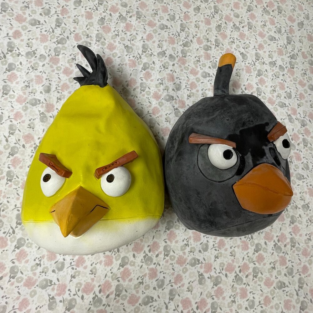 2 Halloween Masks - Angry Birds - Yellow Bird (Chuck) & Black Bird (Bomb)